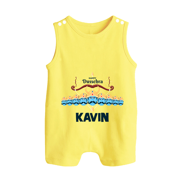Dussehra Victory Celebration Button Romper - PASTEL YELLOW - New Born (Chest 18")