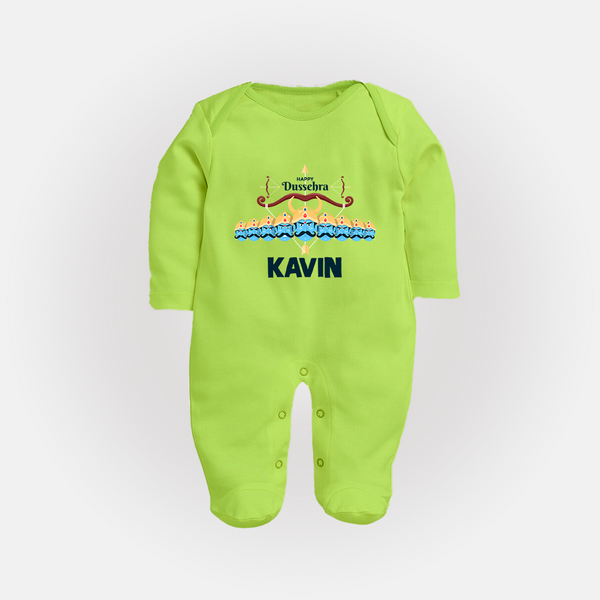 Dussehra Victory Celebration Fullbody suit - LIME GREEN - New Born (Chest 7.5")