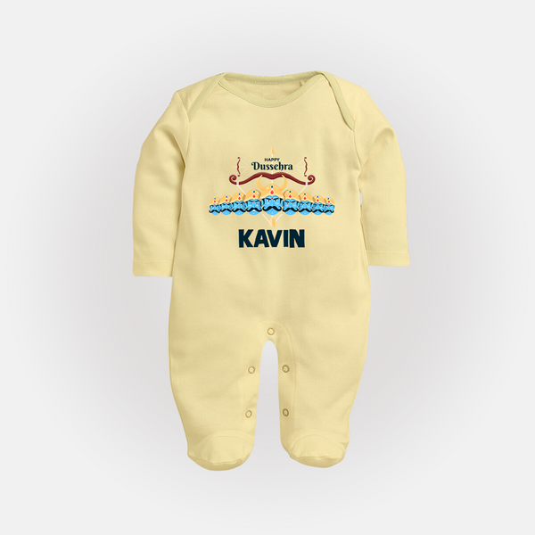 Dussehra Victory Celebration Fullbody suit - PASTEL YELLOW - New Born (Chest 7.5")