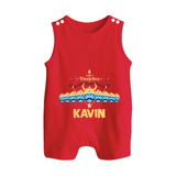 Dussehra Victory Celebration Button Romper - RED - New Born (Chest 18")