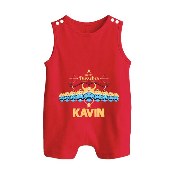 Dussehra Victory Celebration Button Romper - RED - New Born (Chest 18")