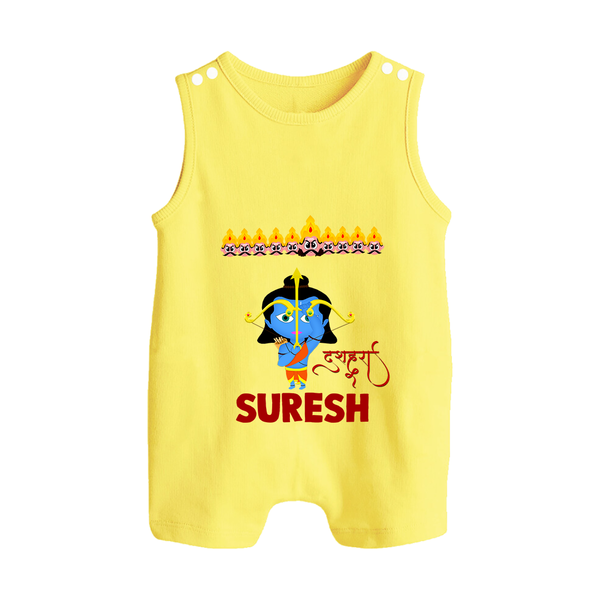 Ram Ravan Battle Story Button Romper - PASTEL YELLOW - New Born (Chest 18")