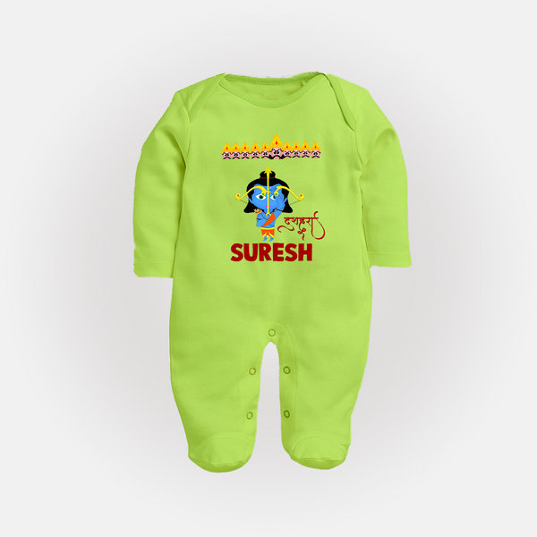 Ram Ravan Battle Story Fullbody suit - LIME GREEN - New Born (Chest 7.5")
