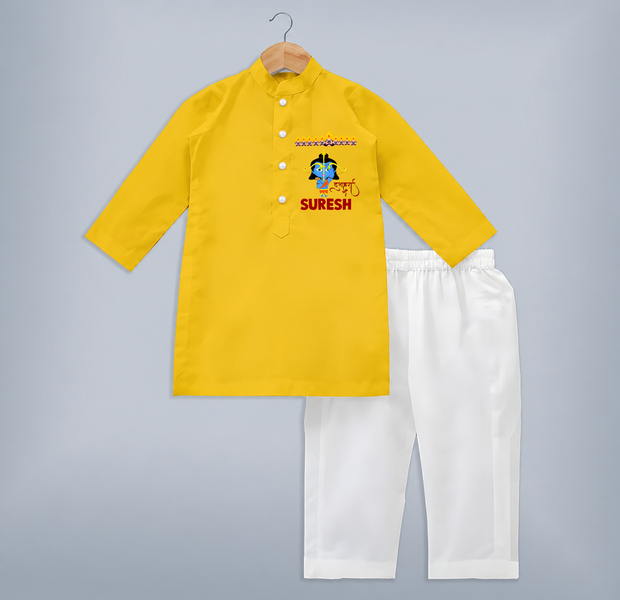 Ram Ravan Battle Story Kurta - CHROME YELLOW - 3 - 6 Months Old (Chest 24", Kurta Length 14'', Waist 19", Pant Length 14")