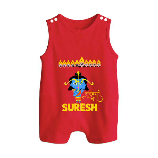 Ram Ravan Battle Story Button Romper - RED - New Born (Chest 18")