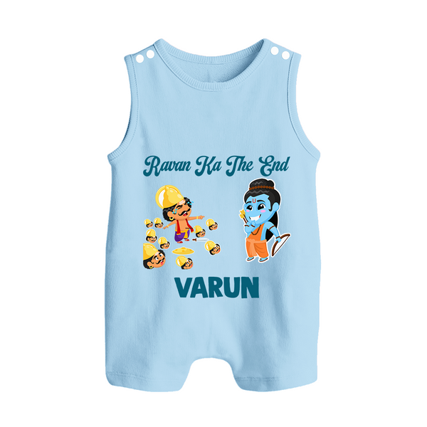 Ravan Ka The End Dussehra Button Romper - BABY BLUE - New Born (Chest 18")