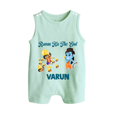 Ravan Ka The End Dussehra Button Romper - MINT GREEN - New Born (Chest 18")
