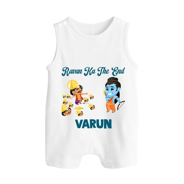 Ravan Ka The End Dussehra Button Romper - WHITE - New Born (Chest 18")