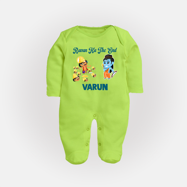 Ravan Ka The End Dussehra Fullbody suit - LIME GREEN - New Born (Chest 7.5")