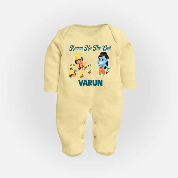 Ravan Ka The End Dussehra Fullbody suit - PASTEL YELLOW - New Born (Chest 7.5")