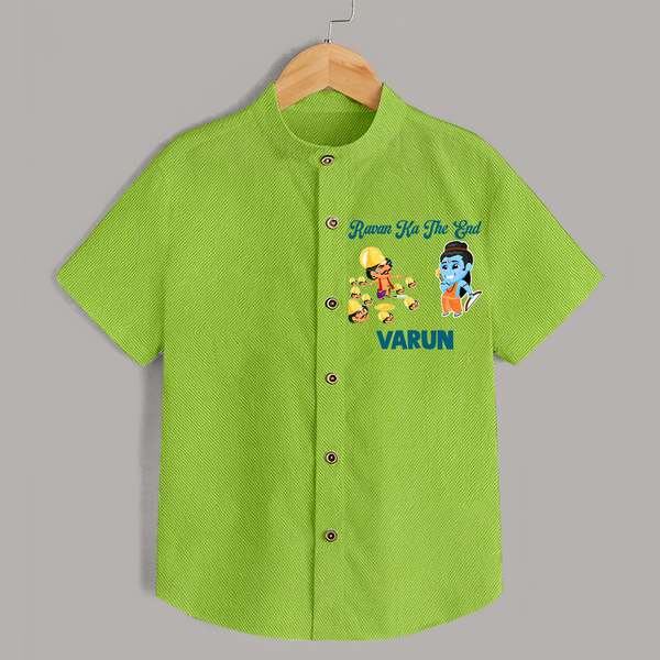 Ravan Ka The End Dussehra Shirt - LIME GREEN - 0 - 6 Months Old (Chest 23")