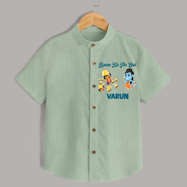 Ravan Ka The End Dussehra Shirt - MINT GREEN - 0 - 6 Months Old (Chest 23")