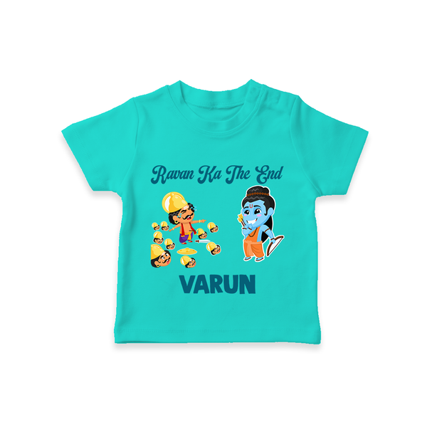 Ravan Ka The End Dussehra T shirt - TEAL - 0-5 Months Old (Chest 17")