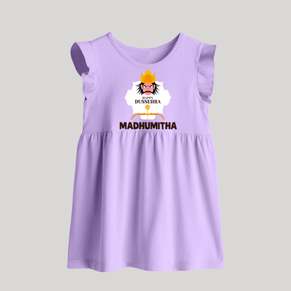 Happy Dussehra Ravan Face Baby Frock - LILAC - 0 - 3 Months Old (Chest 17")