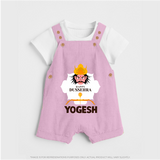 Happy Dussehra Ravan Face Dungaree - BABY PINK - 0 - 5 Months Old (Chest 18")