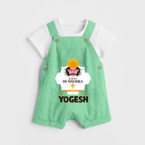 Happy Dussehra Ravan Face Dungaree - GREEN - 0 - 5 Months Old (Chest 18")