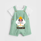 Happy Dussehra Ravan Face Dungaree - MINT GREEN - 0 - 5 Months Old (Chest 18")