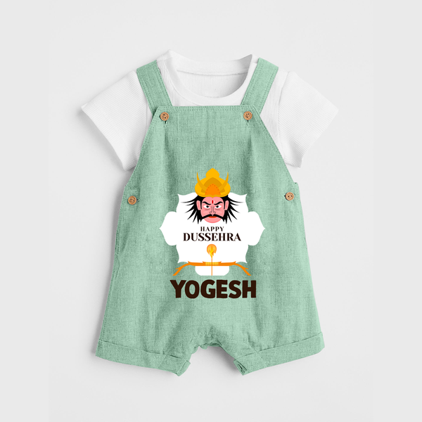 Happy Dussehra Ravan Face Dungaree - MINT GREEN - 0 - 5 Months Old (Chest 18")