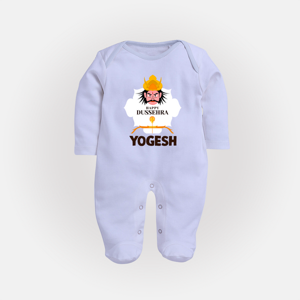 Happy Dussehra Ravan Face Fullbody suit - BABY BLUE - New Born (Chest 7.5")