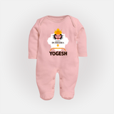 Happy Dussehra Ravan Face Fullbody suit - BABY PINK - New Born (Chest 7.5")