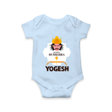 Happy Dussehra Ravan Face Romper - BABY BLUE - New Born (Chest 14")