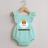 Happy Dussehra Ravan Face Romper Frock - MINT GREEN - 0 - 3 Months Old (Chest 19")