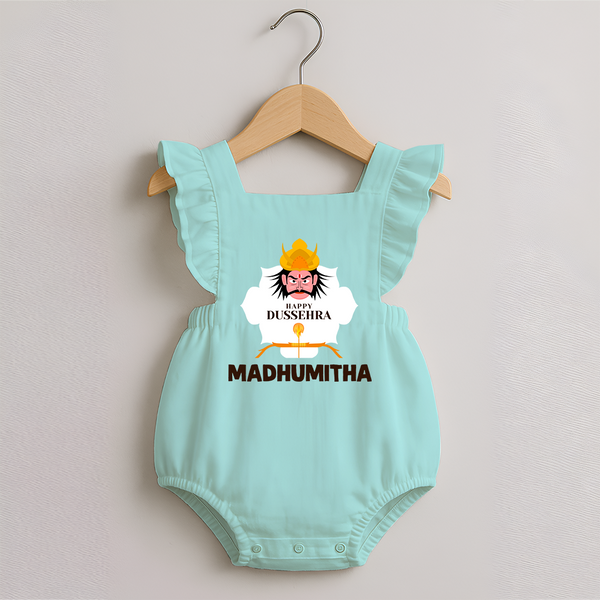 Happy Dussehra Ravan Face Romper Frock - MINT GREEN - 0 - 3 Months Old (Chest 19")