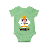Happy Dussehra Ravan Face Romper - GREEN - New Born (Chest 14")