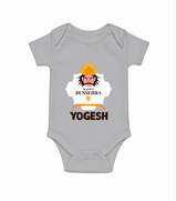 Happy Dussehra Ravan Face Romper - GREY - New Born (Chest 14")