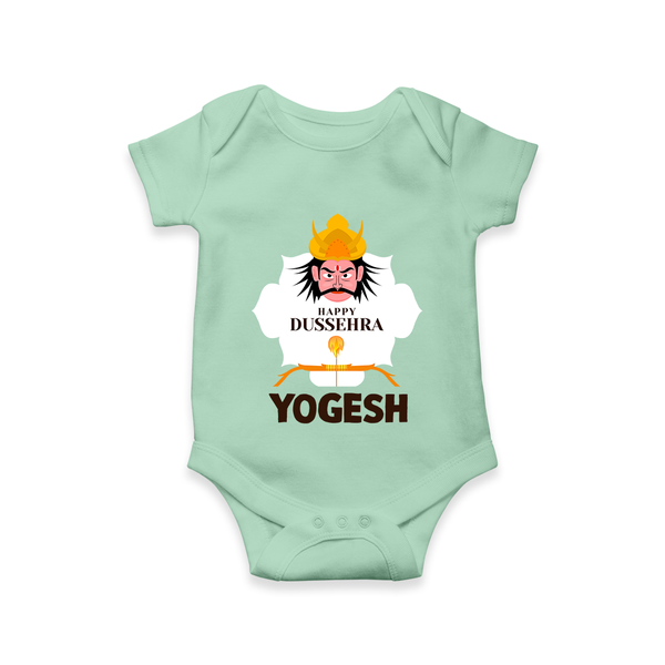 Happy Dussehra Ravan Face Romper - MINT GREEN - New Born (Chest 14")