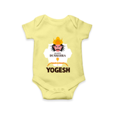 Happy Dussehra Ravan Face Romper - PASTEL YELLOW - New Born (Chest 14")