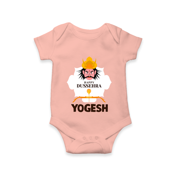 Happy Dussehra Ravan Face Romper - PEACH - New Born (Chest 14")