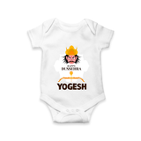 Happy Dussehra Ravan Face Romper - WHITE - New Born (Chest 14")