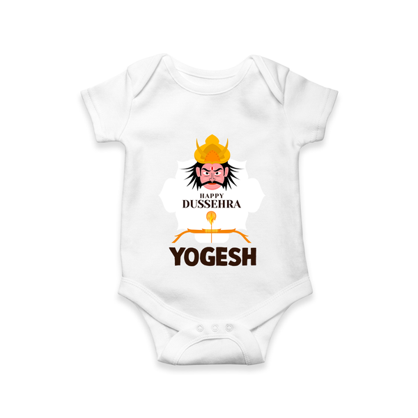 Happy Dussehra Ravan Face Romper - WHITE - New Born (Chest 14")
