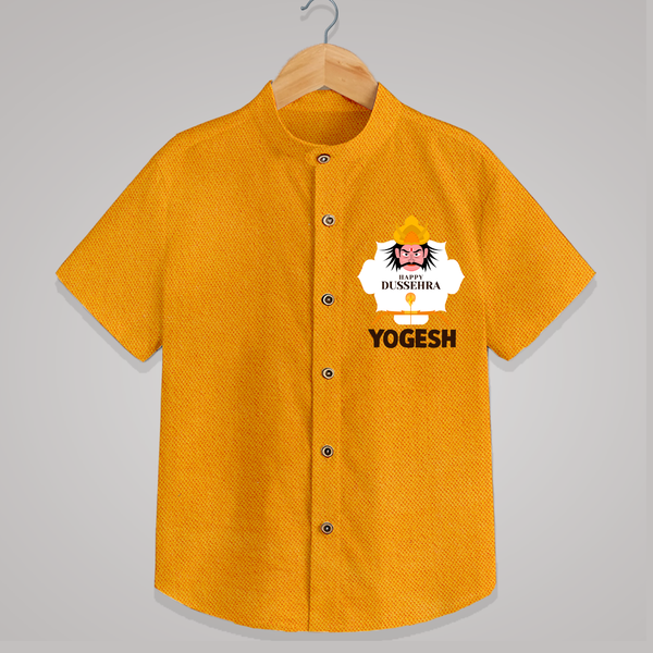 Happy Dussehra Ravan Face Shirt - CHROME YELLOW - 0 - 6 Months Old (Chest 23")