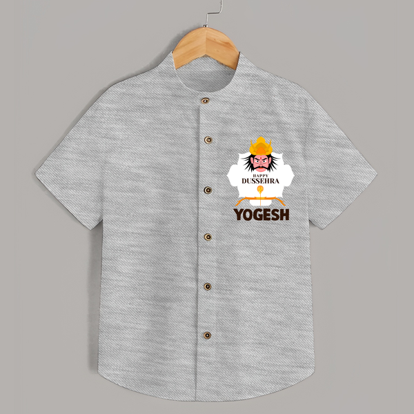 Happy Dussehra Ravan Face Shirt - GREY - 0 - 6 Months Old (Chest 23")