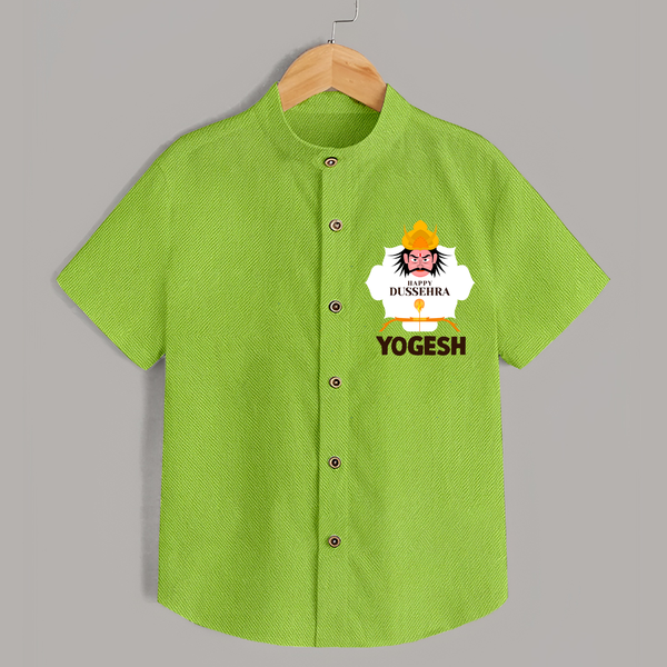 Happy Dussehra Ravan Face Shirt - LIME GREEN - 0 - 6 Months Old (Chest 23")