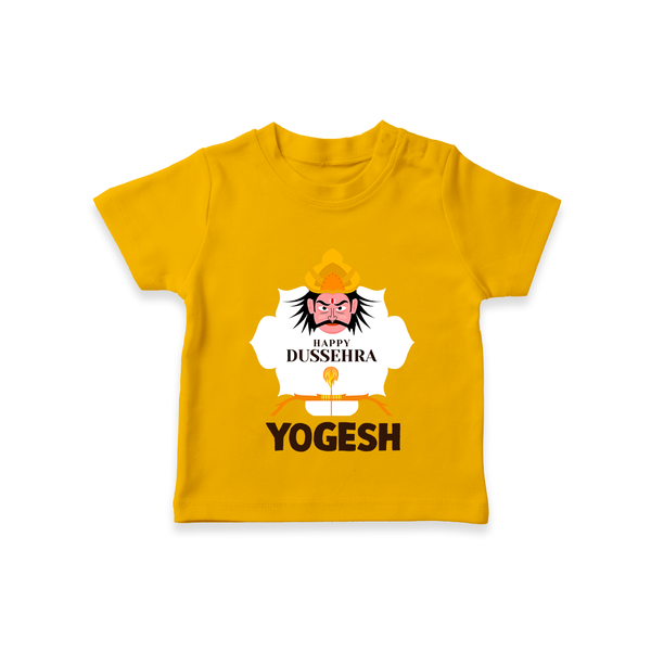 Happy Dussehra Ravan Face T shirt - CHROME YELLOW - 0-5 Months Old (Chest 17")