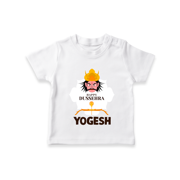 Happy Dussehra Ravan Face T shirt - WHITE - 0-5 Months Old (Chest 17")