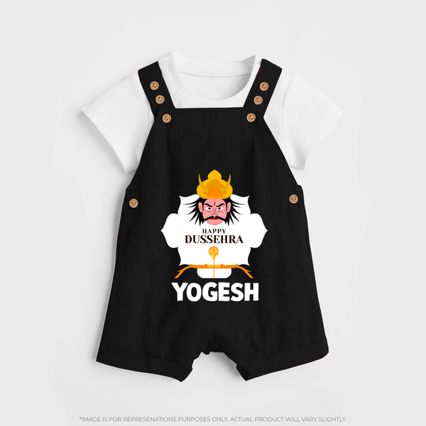 Happy Dussehra Ravan Face Dungaree - BLACK - 0 - 5 Months Old (Chest 18")