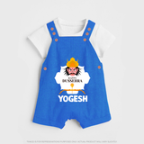 Happy Dussehra Ravan Face Dungaree - COBALT BLUE - 0 - 5 Months Old (Chest 18")