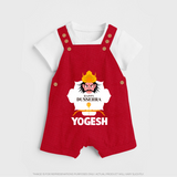 Happy Dussehra Ravan Face Dungaree - RED - 0 - 5 Months Old (Chest 18")