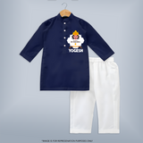 Happy Dussehra Ravan Face Kurta - NAVY BLUE - 3 - 6 Months Old (Chest 24", Kurta Length 14'', Waist 19", Pant Length 14")
