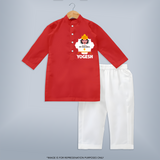 Happy Dussehra Ravan Face Kurta - RED - 3 - 6 Months Old (Chest 24", Kurta Length 14'', Waist 19", Pant Length 14")