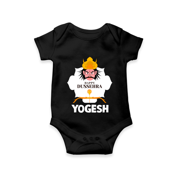 Happy Dussehra Ravan Face Romper - BLACK - New Born (Chest 14")