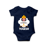 Happy Dussehra Ravan Face Romper - NAVY BLUE - New Born (Chest 14")