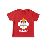 Happy Dussehra Ravan Face T shirt - RED - 0-5 Months Old (Chest 17")