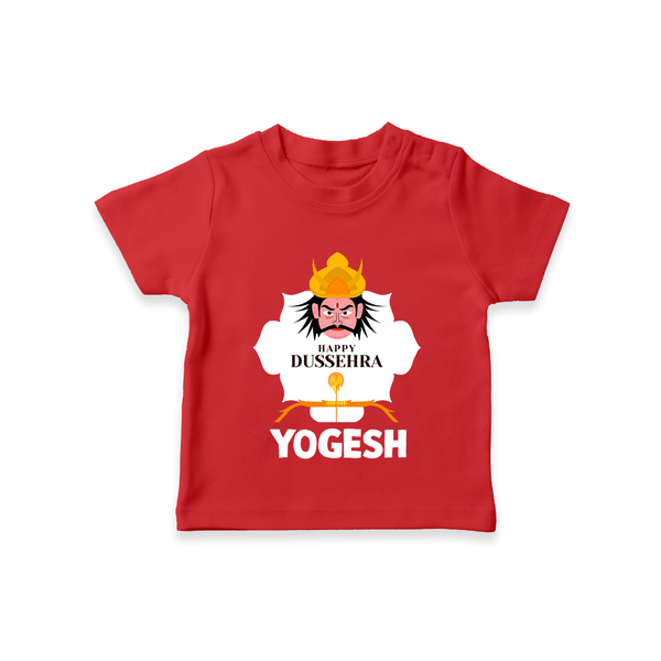 Happy Dussehra Ravan Face T shirt - RED - 0-5 Months Old (Chest 17")