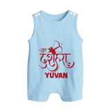 Ram Arrow Victory Dussehra Button Romper - BABY BLUE - New Born (Chest 18")