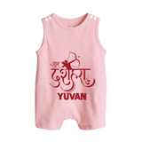 Ram Arrow Victory Dussehra Button Romper - BABY PINK - New Born (Chest 18")
